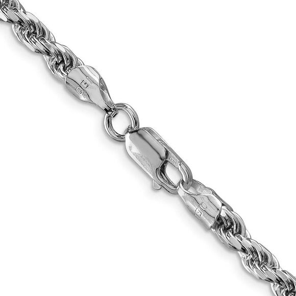 4.75mm Rhodium Plated Sterling Silver D/C Rope Chain Necklace, 18 Inch - Picture 2 of 6